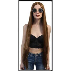 New ALLAURA Long Straight 70s Hippie Wig 24 inch